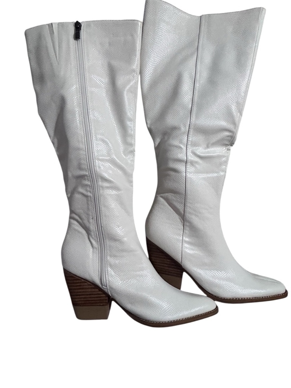 Arider Girl Size 10 White Knee-High Block Heel Boots-NWB